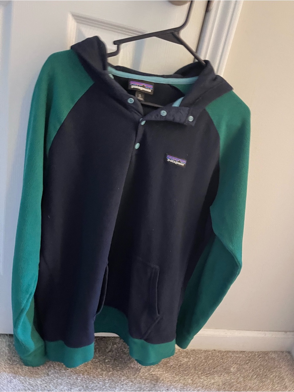 Patagonia Men’s Large Pullover fleece with hood/hoodie and front kangaroo pocket